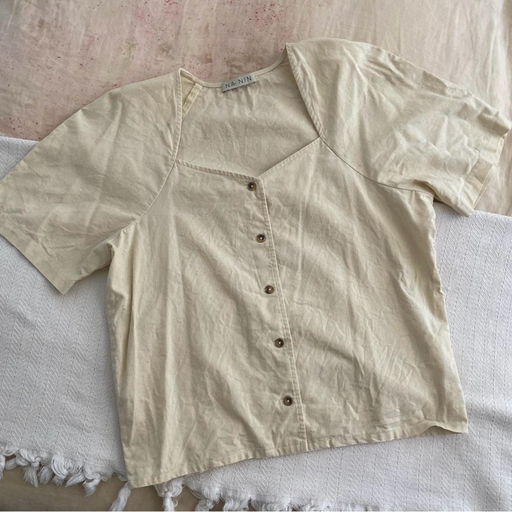 Linen Button-Up Women's Blouse